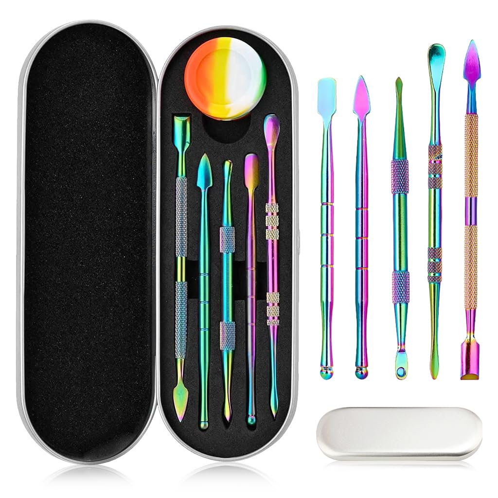 HASTHIP 6 Pcs Wax Carving Tool Set with Silicone Container and Portable Metal Case, Double-Ended Carving Tool Rainbow Stainless Steel Wax Sculpting Tools for Wood, Wax, Clay, Pottery HASTHIP 6 Pcs Wax Carving Tool Set with Silicone Container and Portable Metal Case, Double-Ended Carving Tool Rainbow Stainless Steel Wax Sculpting Tools for Wood, Wax, Clay, Pottery
